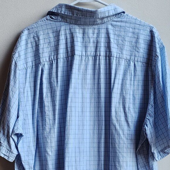 Dockers Blue Checked Short Sleeve Casual Button Down Shirt Size XL - Picture 12 of 13